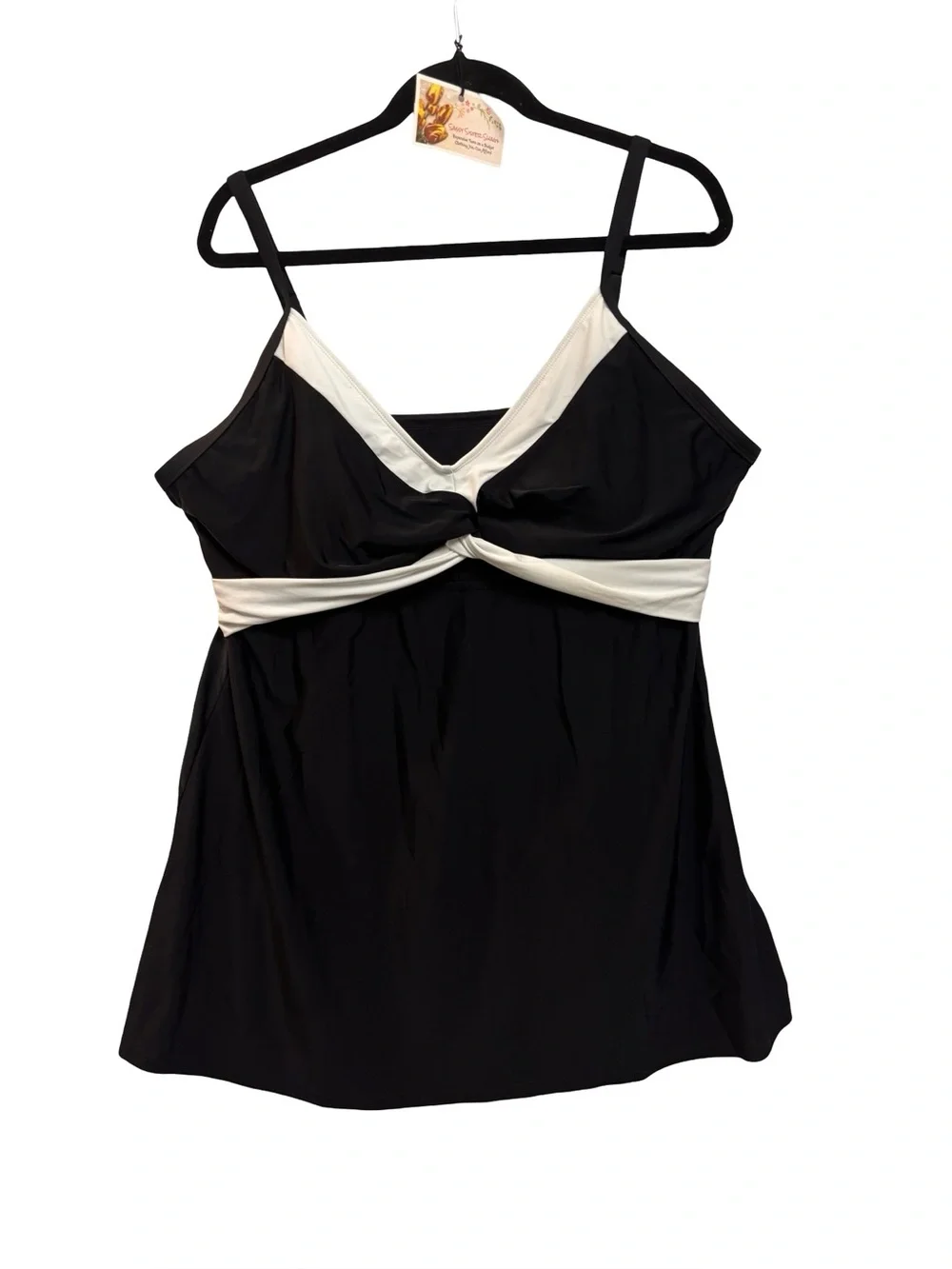 Black & White Twist-Front Tankini Top